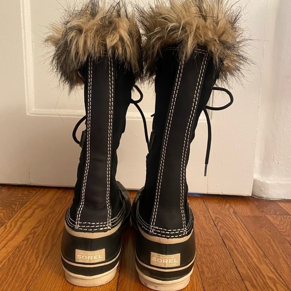 Sorel Joan of Arctic Snow Boots Black Faux Fur Size 11 - Picture 5 of 11